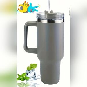 Gray Stainless Steel Tumbler with Handle Drinkware